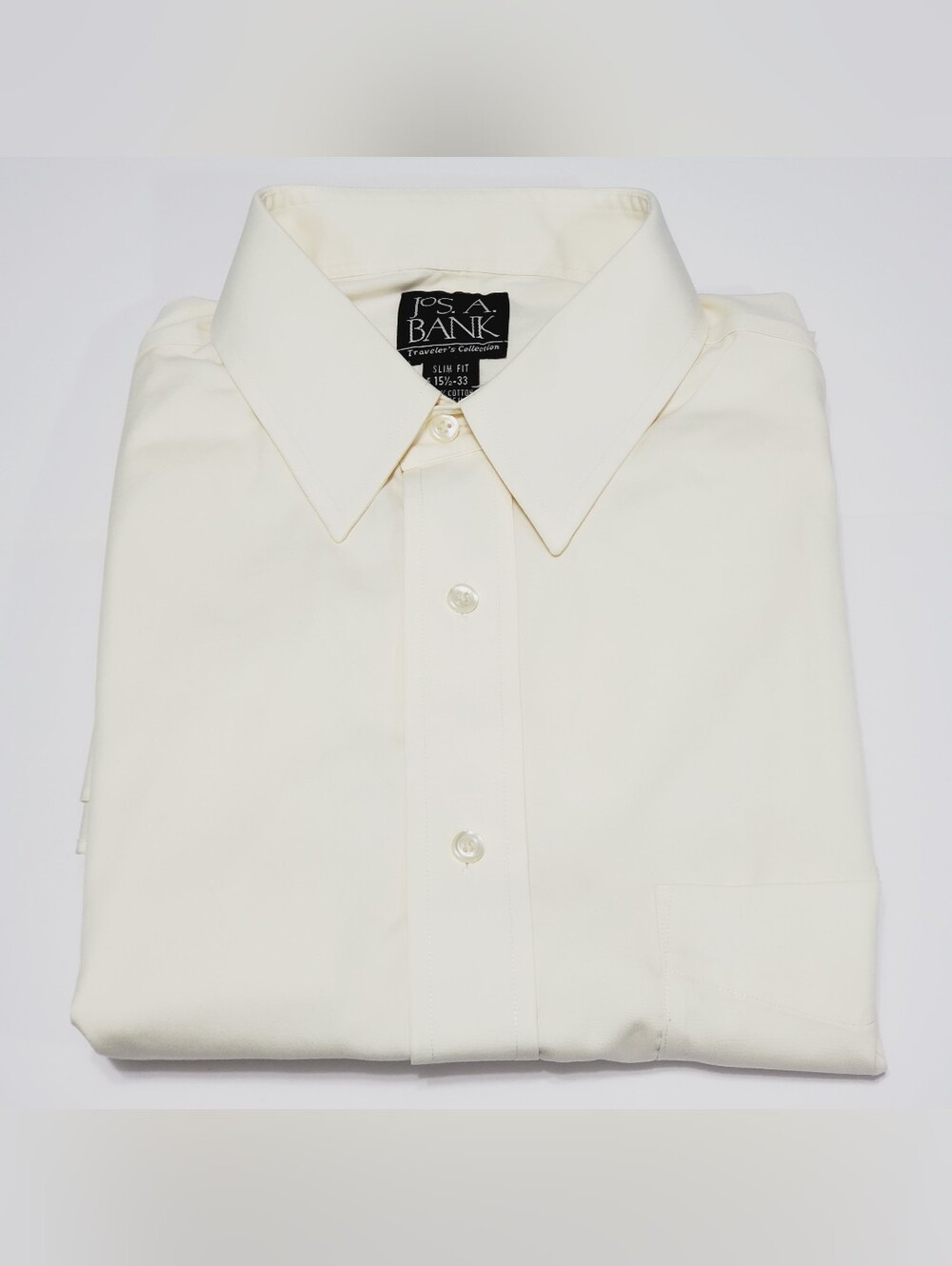 Jos. A. Bank Men's Dress Shirt Solid Beige Pattern 15.5-33" Slim Fit Cotton